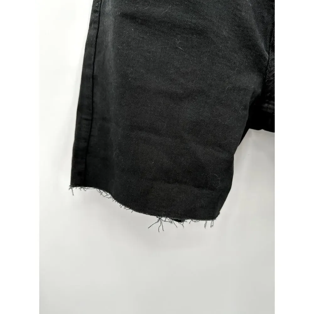 FREE PEOPLE NWT Black Denim Raw Hem Cut Off Shorts // 26 - Picture 6 of 7